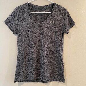 Women’s Under Armour Gray Black Heat Gear Shirt Loose Fit Sz XS